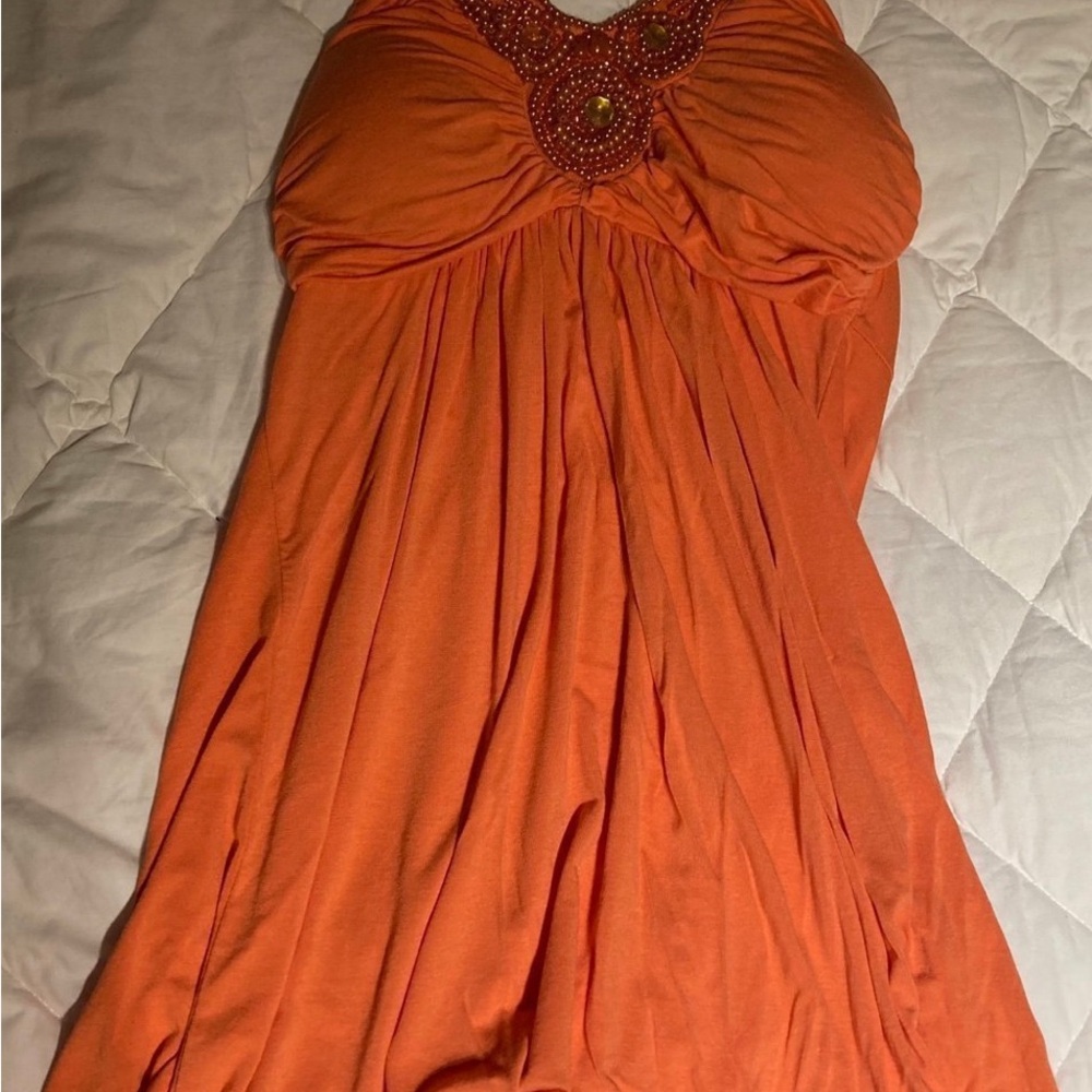 Elegant Orange Beaded Tank top